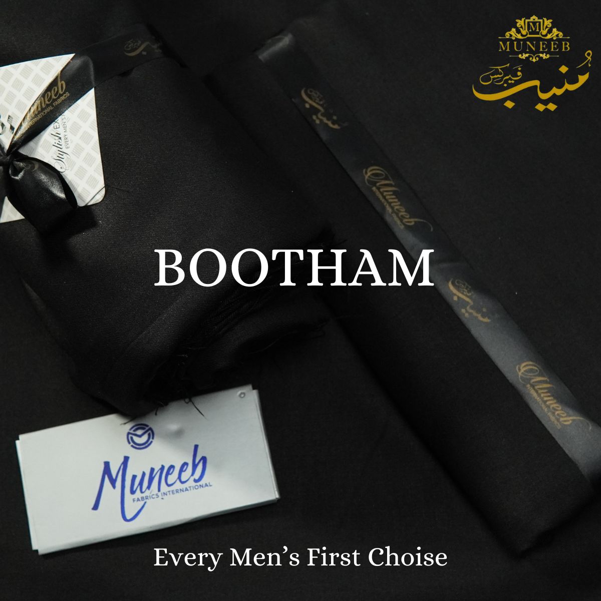 BOOTHAM | Black | Unstitch Shalwar Kameez | Men's Wear