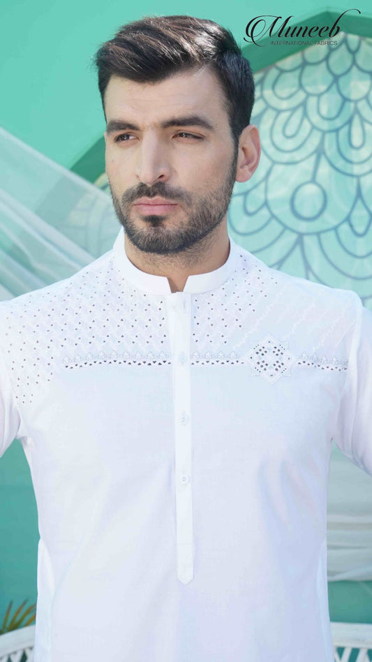 ZOUQ-E-BAHAR | WHITE | UNSTITCHED | SHALWAR KAMEEZ