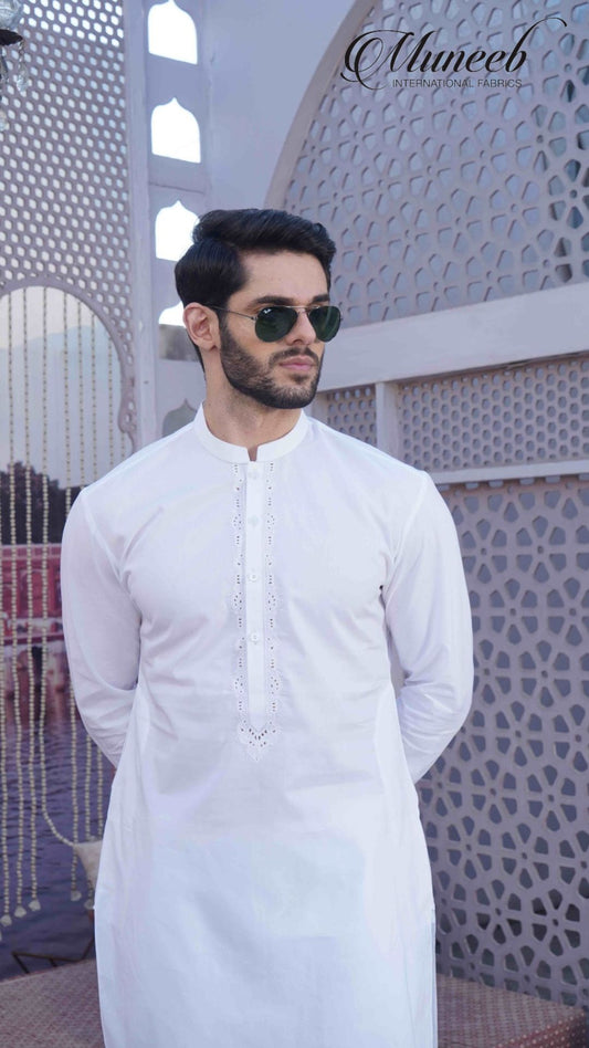 ZOUQ-E-BAHAR | WHITE | UNSTITCHED | SHALWAR KAMEEZ