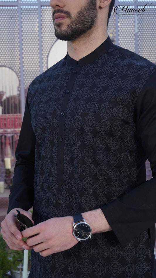 ZOUQ-E-BAHAR | BLACK | UNSTITCHED | SHALWAR KAMEEZ