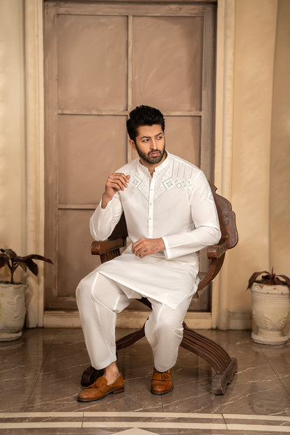 RANG -E- BAHAR | WHITE | UNSTITCHED | SHALWAR KAMEEZ