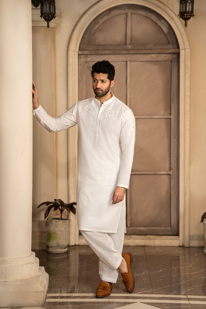 RANG -E- BAHAR | WHITE | UNSTITCHED | SHALWAR KAMEEZ