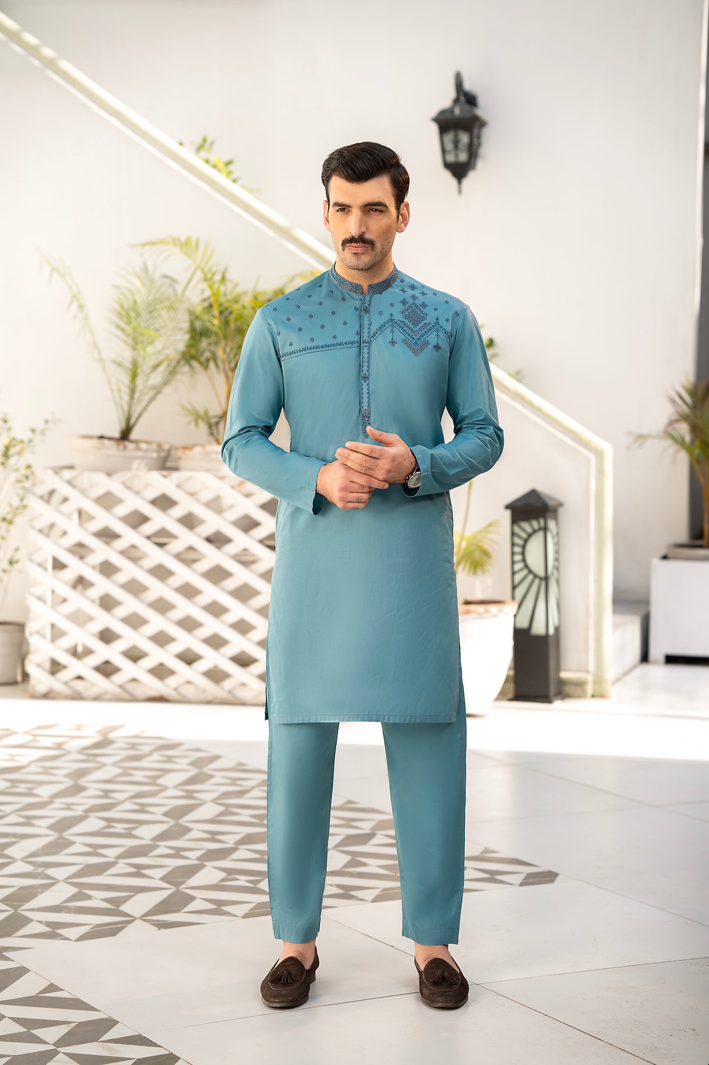 RANG -E- BAHAR | SKY BLUE | UNSTITCHED | SHALWAR KAMEEZ