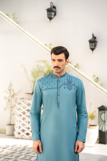 RANG -E- BAHAR | SKY BLUE | UNSTITCHED | SHALWAR KAMEEZ