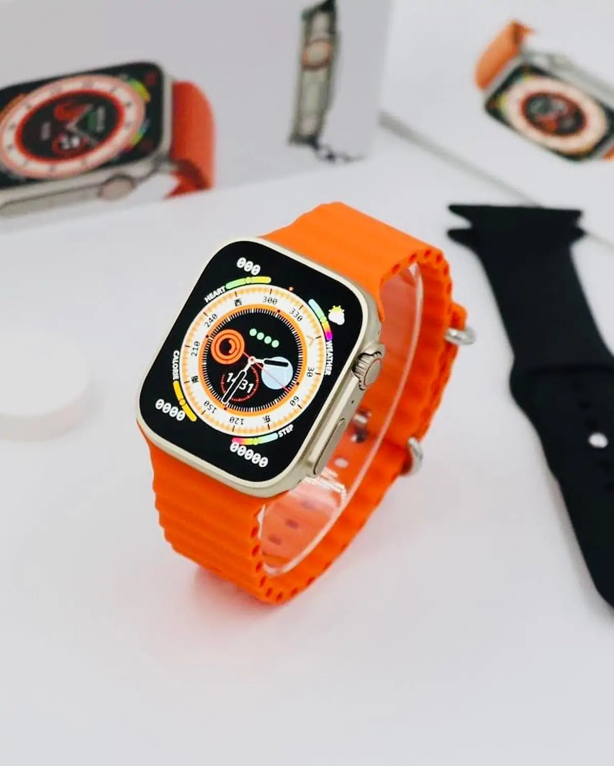 T800 Ultra Smart Watch 1.99" Series 8 HD Display - Campatible for Apple & Android -Bluetooth Call, Fitness Tracker, Voice Assistance (Orange)